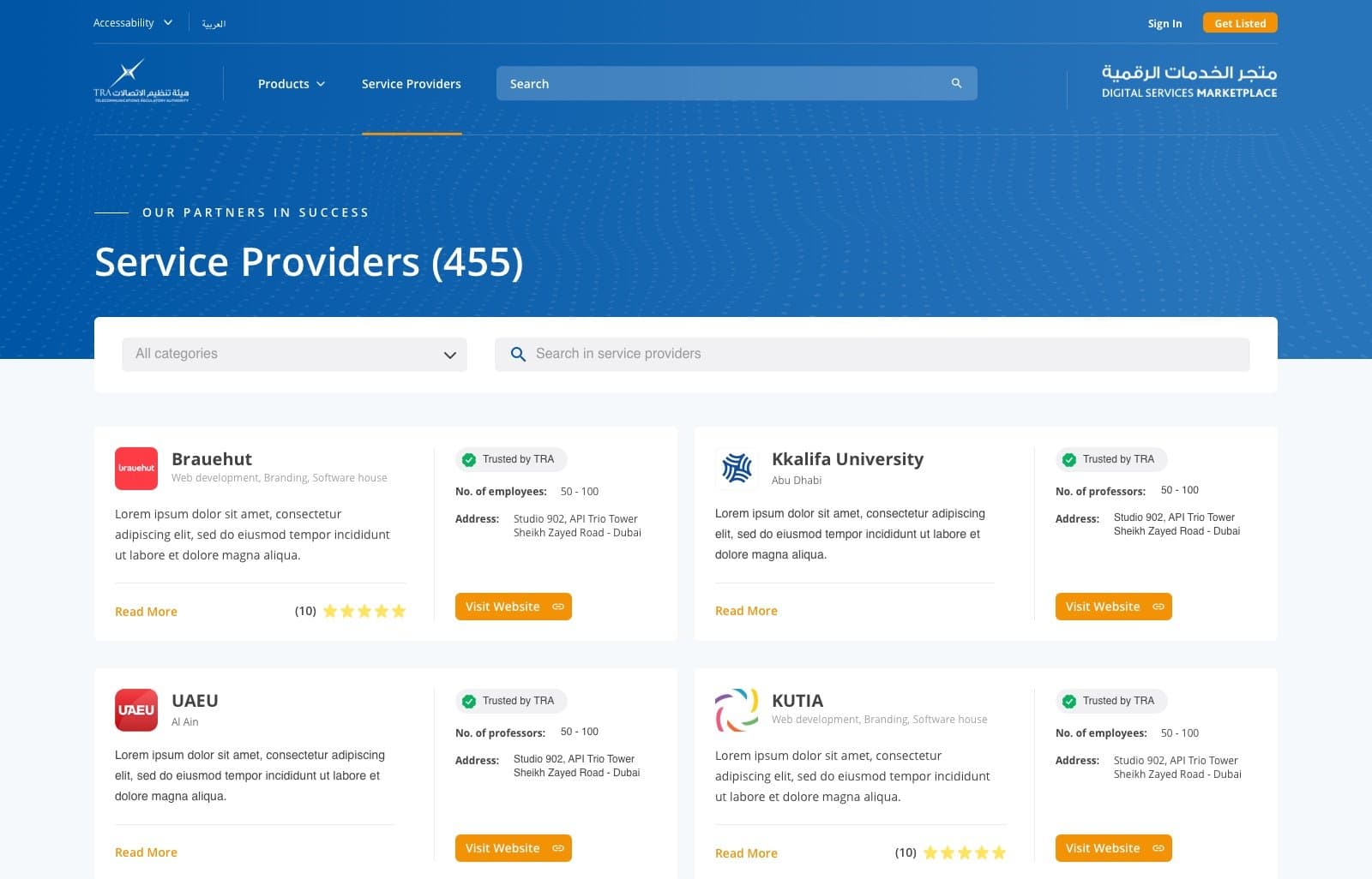 TRA - Digital Services Marketplace – design